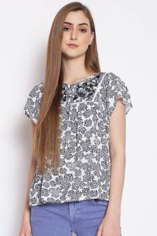 printed White Viscose   Top
