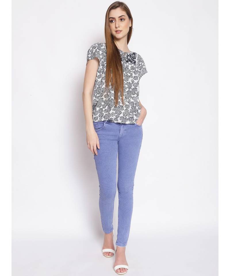 printed White Viscose   Top