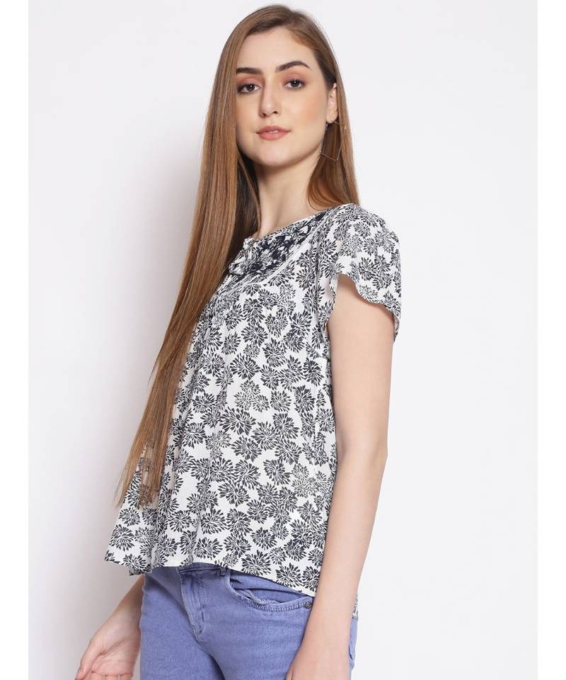 printed White Viscose   Top