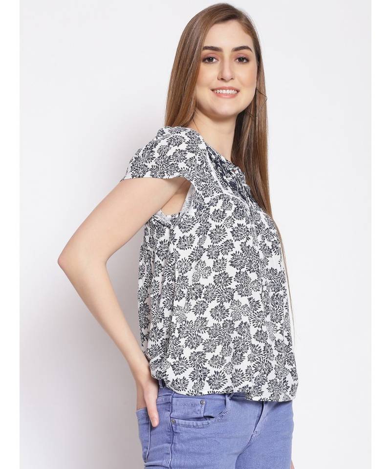 printed White Viscose   Top