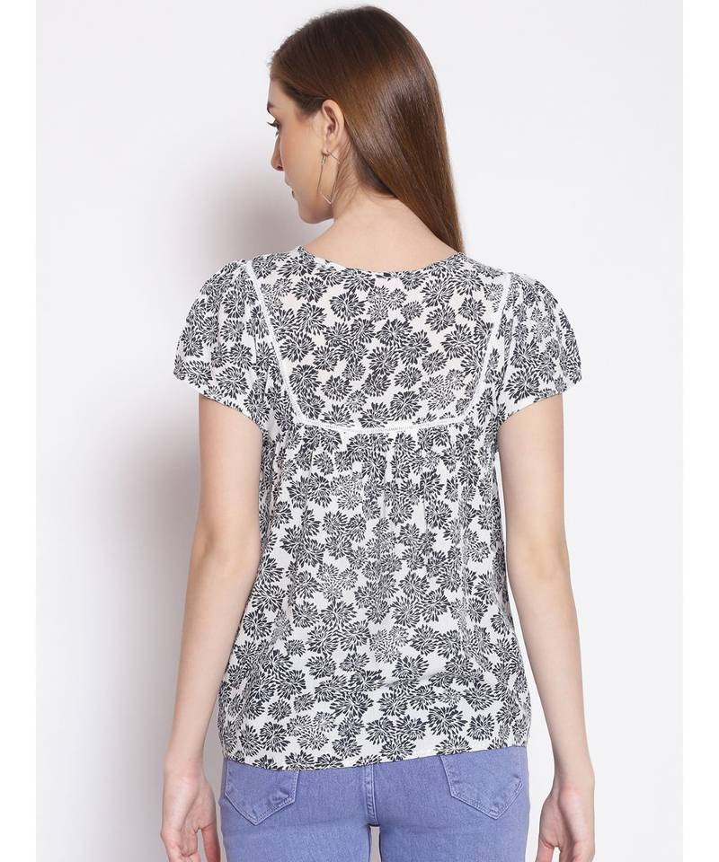 printed White Viscose   Top