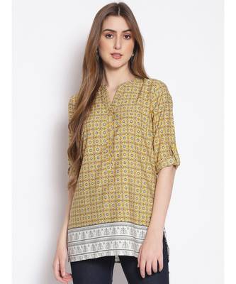 printed Yellow Polyester   Tunic 1