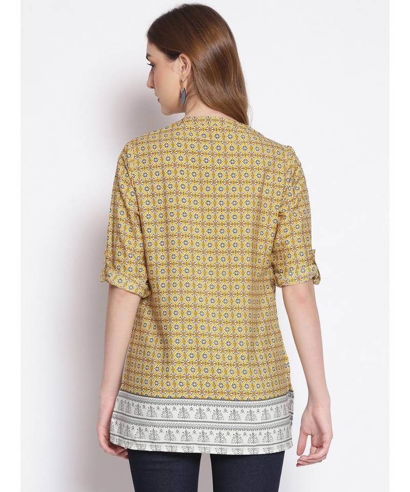 printed Yellow Polyester   Tunic