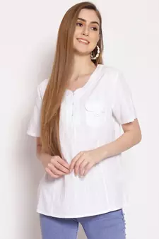 printed White Cotton   Top