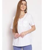 printed White Cotton   Top