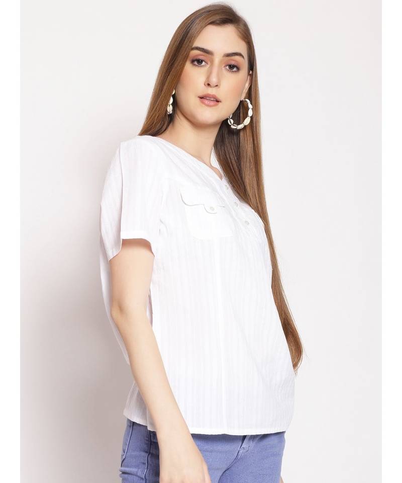 printed White Cotton   Top