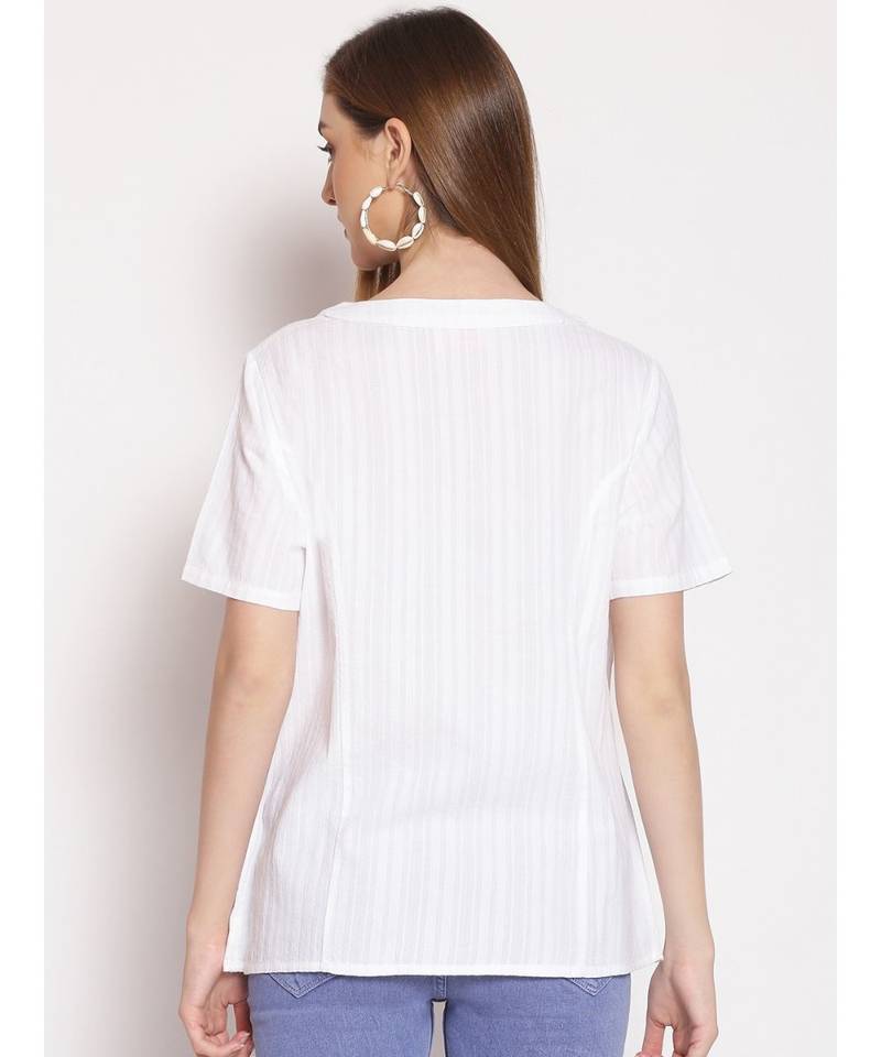 printed White Cotton   Top