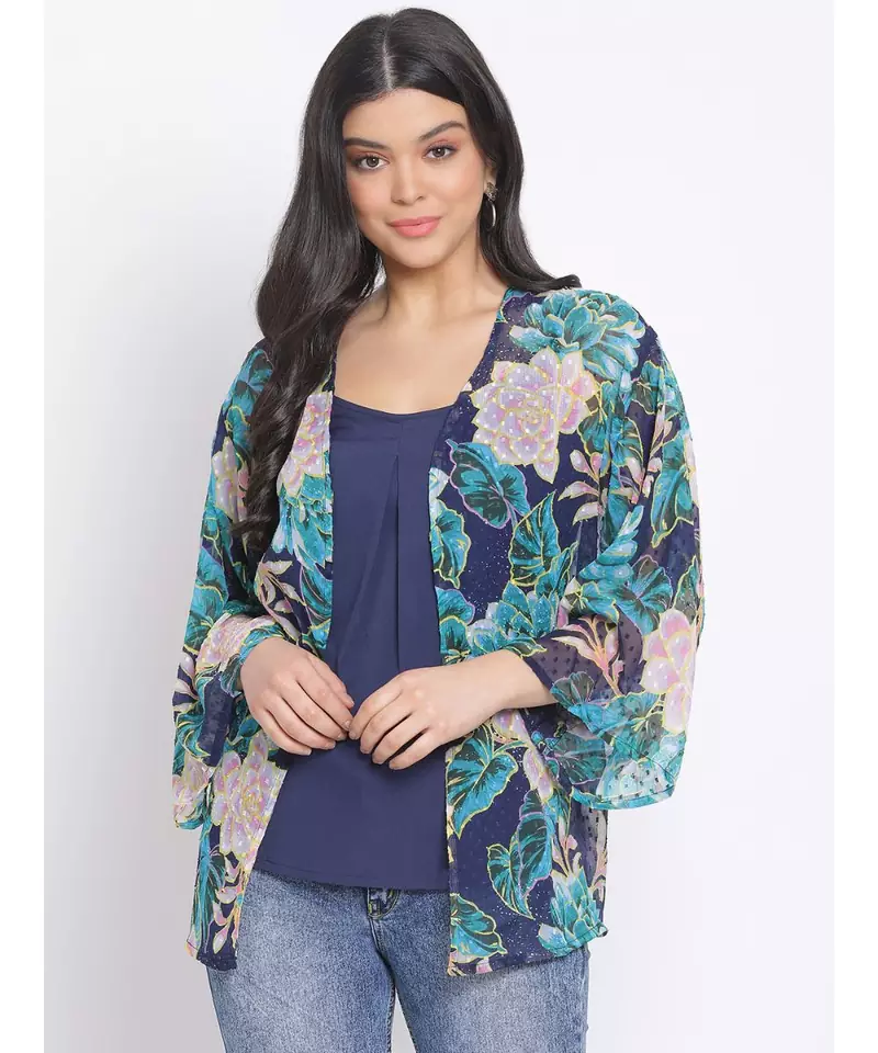 printed Multicolor Polyester   Shrug