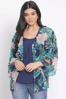 printed Multicolor Polyester   Shrug