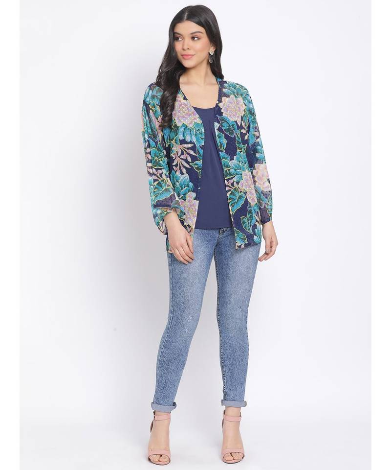 printed Multicolor Polyester   Shrug