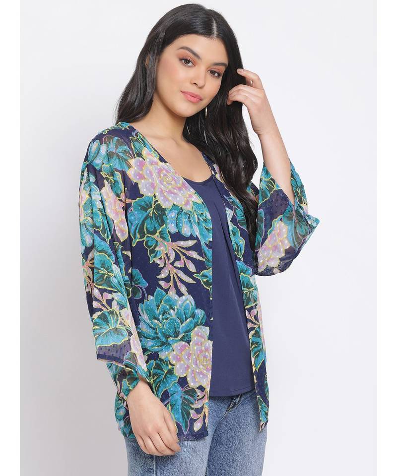 printed Multicolor Polyester   Shrug