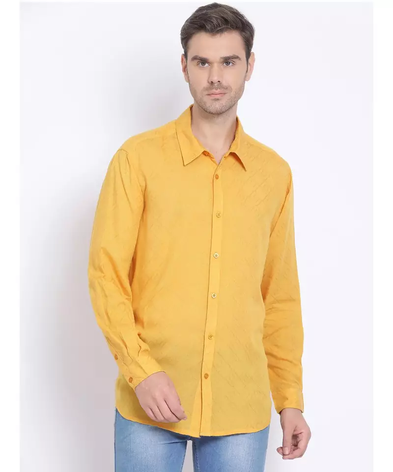 plain Yellow Viscose   Shirt