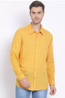 plain Yellow Viscose   Shirt