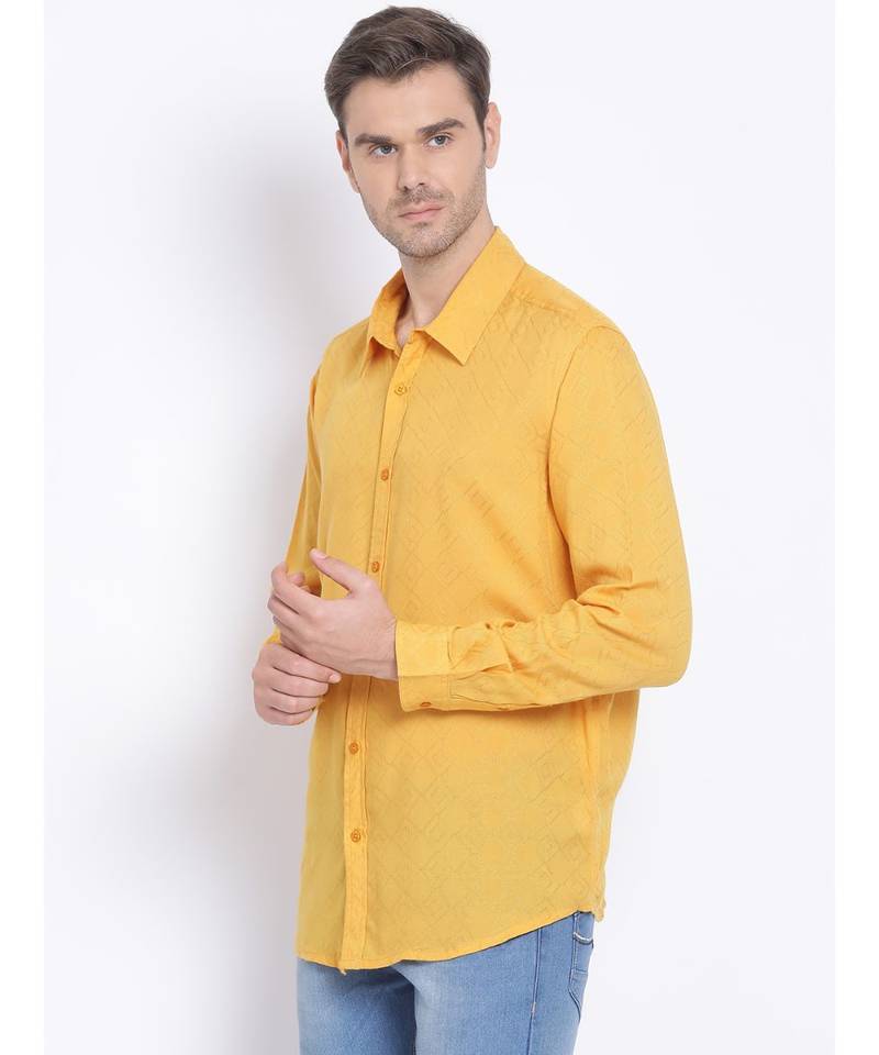 plain Yellow Viscose   Shirt