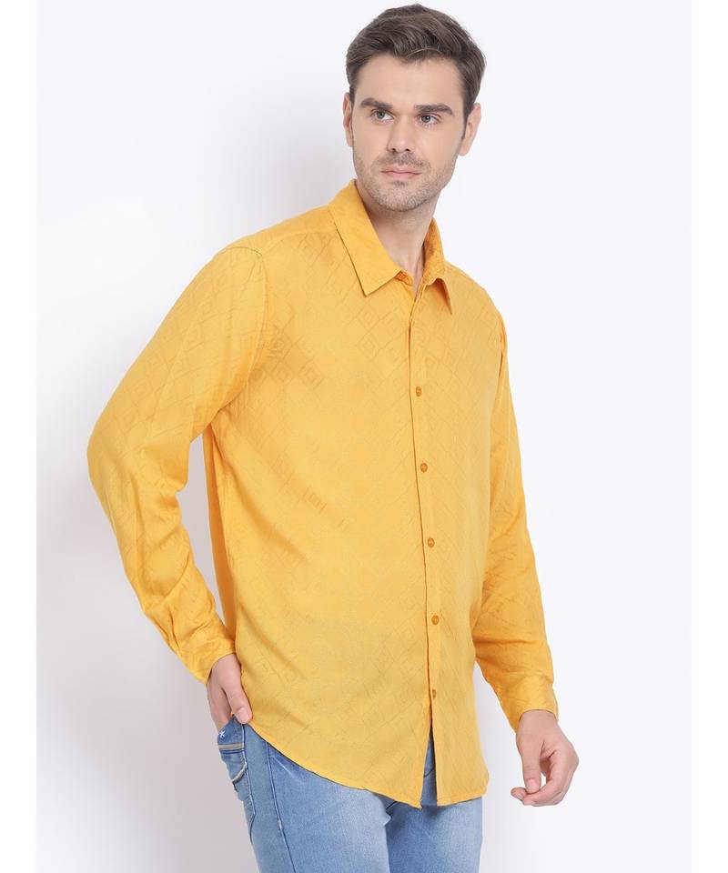 plain Yellow Viscose   Shirt