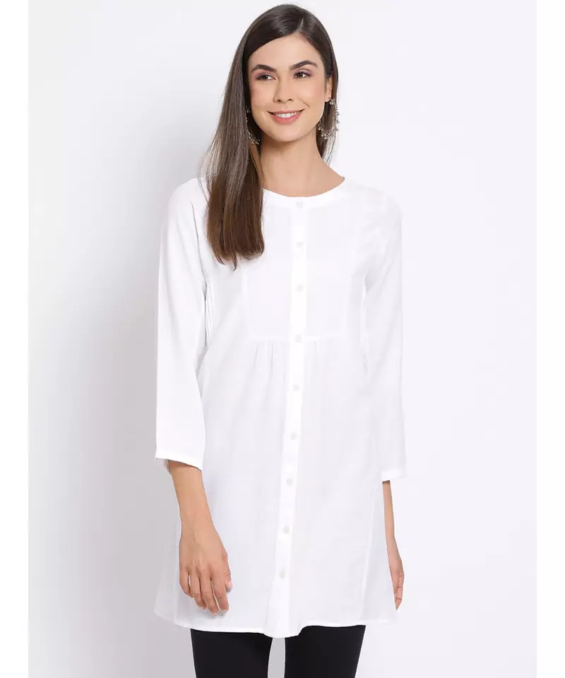 plain White Cotton   Tunic