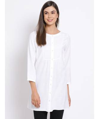 plain White Cotton   Tunic 1