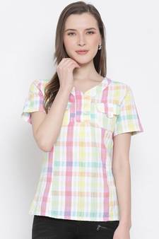 printed Multicolor Cotton   Top