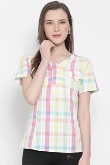 printed Multicolor Cotton   Top
