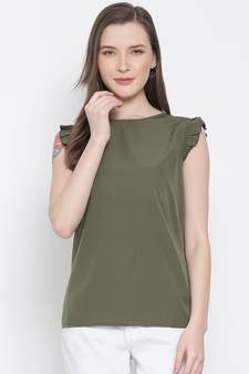 plain Green Polyester   Top