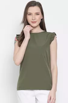 plain Green Polyester   Top