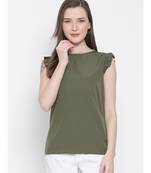 plain Green Polyester   Top