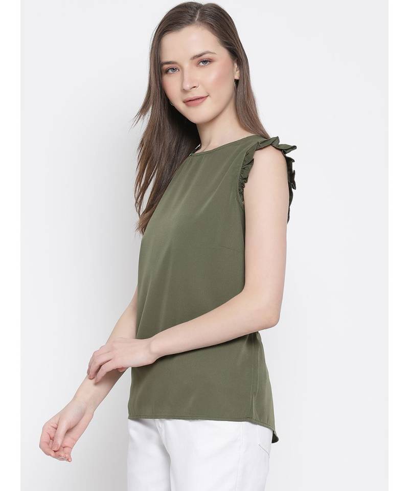 plain Green Polyester   Top
