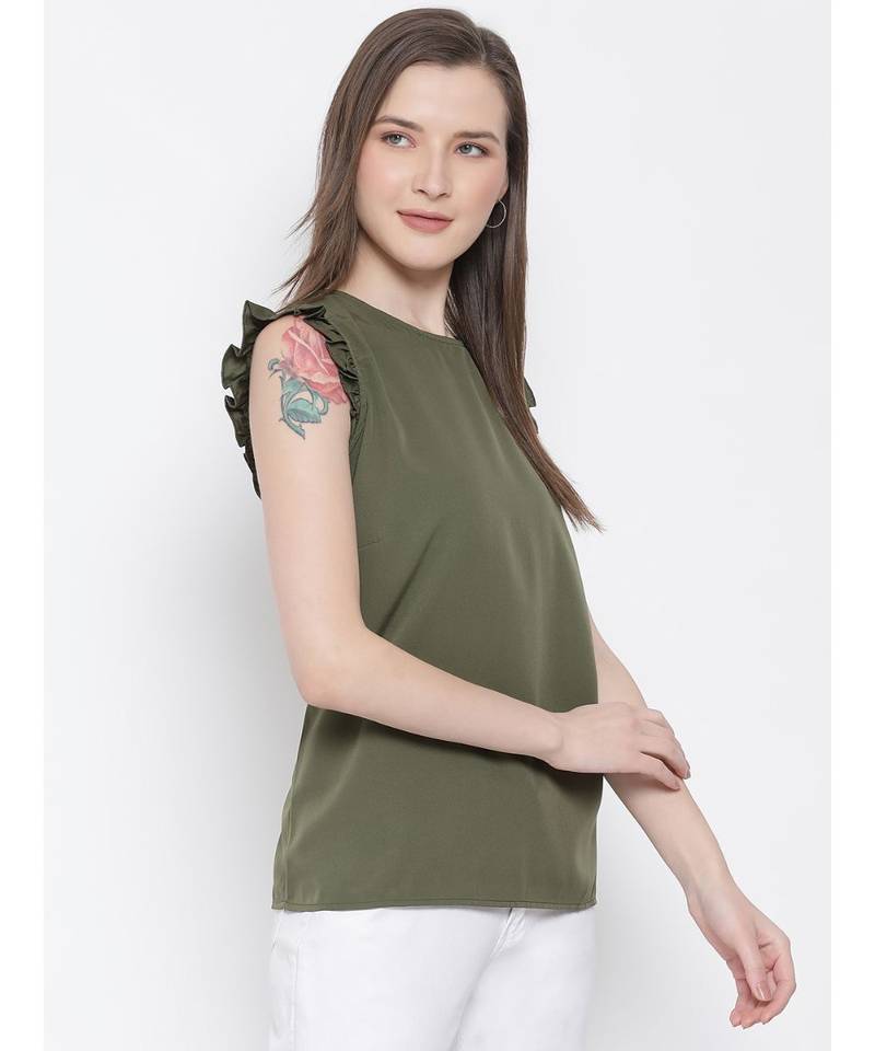 plain Green Polyester   Top