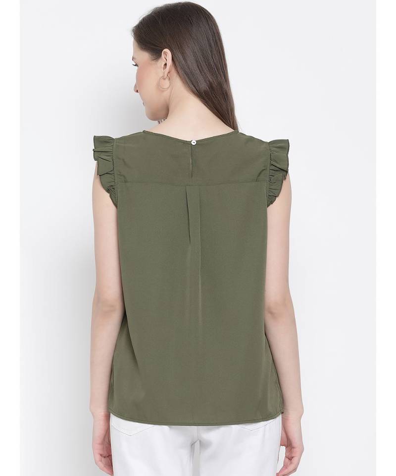 plain Green Polyester   Top