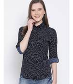 printed blue Polyester   Shirt