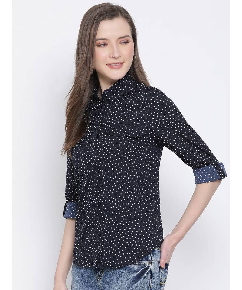 printed blue Polyester   Shirt
