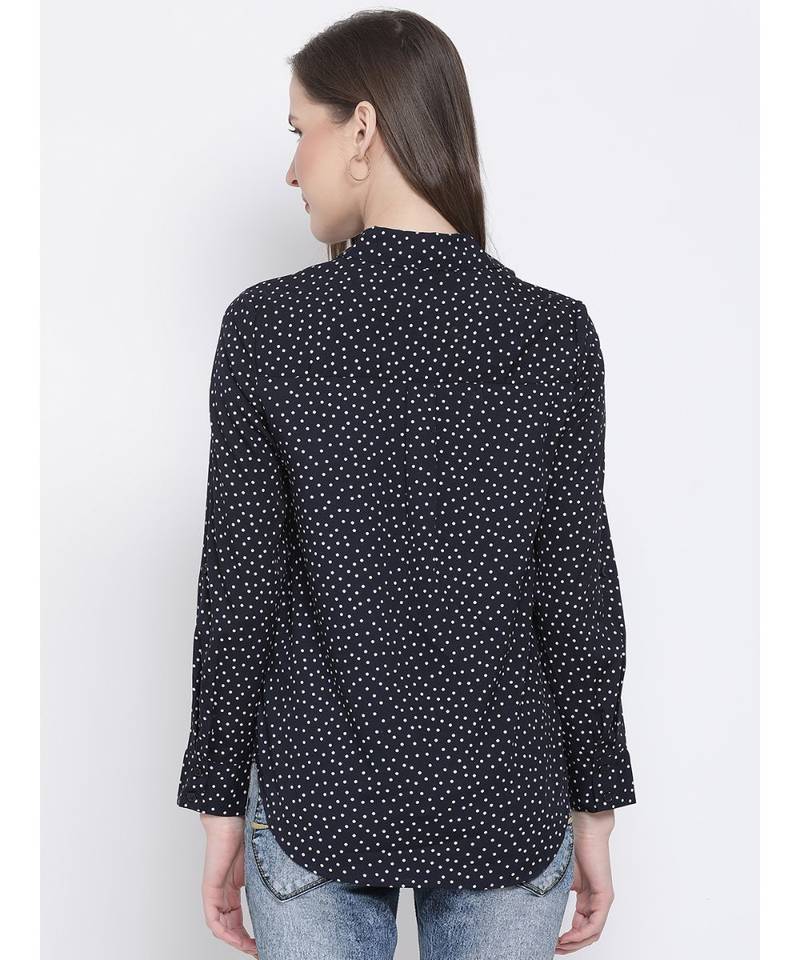 printed blue Polyester   Shirt