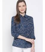 printed blue Cotton   Shirt