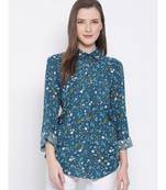 printed Blue Viscose   Shirt