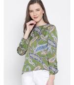 printed Green Polyester   Top