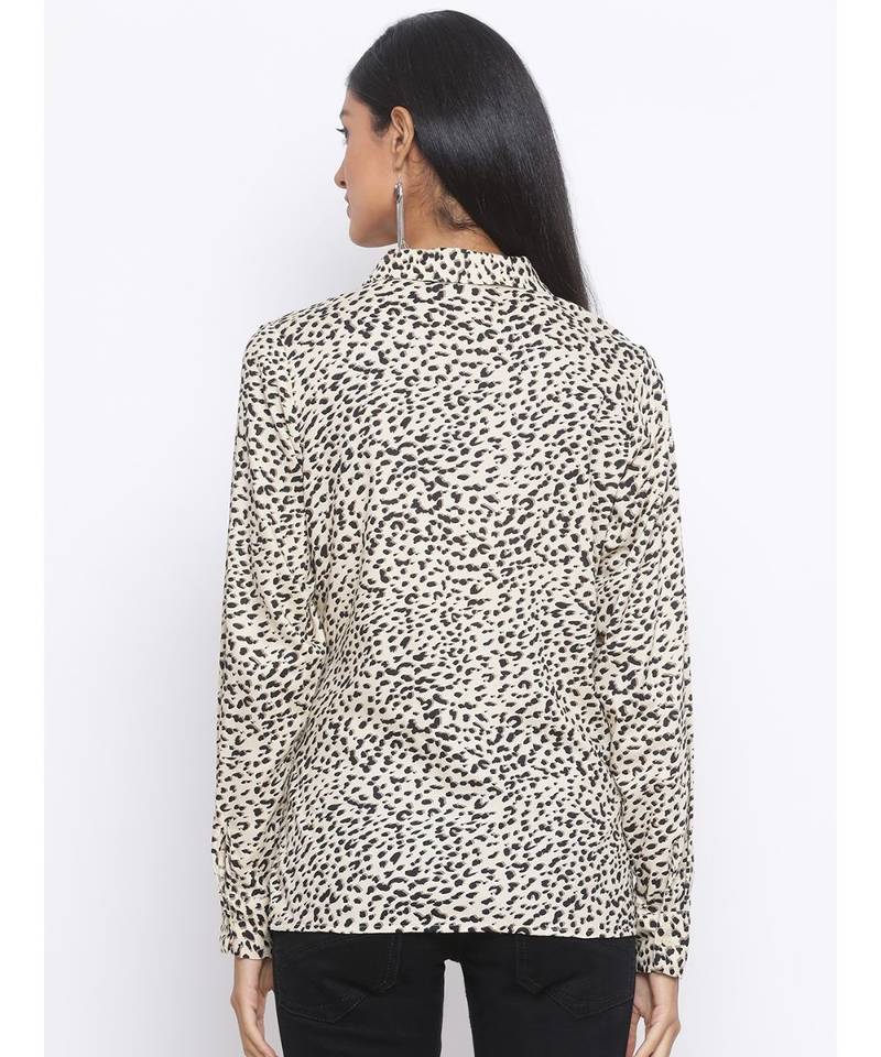 printed Beige Viscose   Shirt