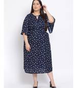 printed blue Polyester   Dress