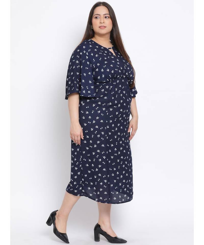 printed blue Polyester   Dress