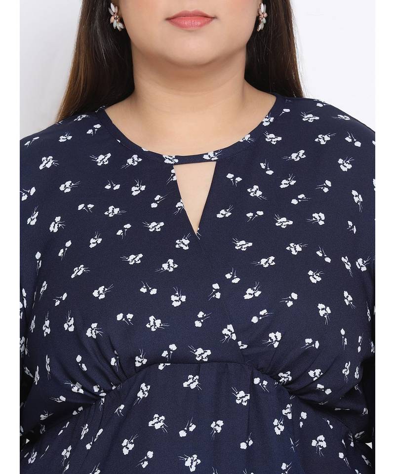 printed blue Polyester   Dress