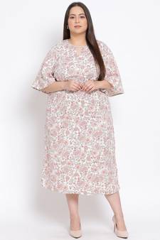 printed White Polyester   Dress