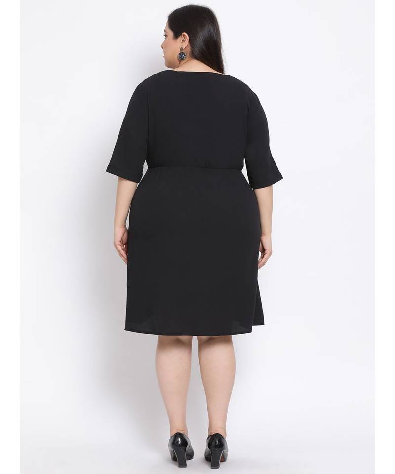 plain Black Polyester   Dress