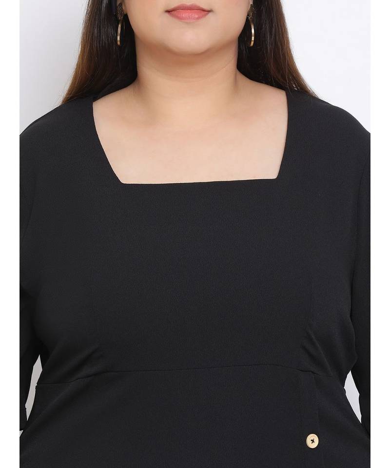 plain Black Polyester   Dress