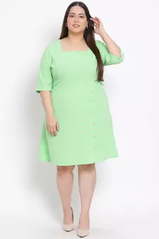 plain Green Polyester   Dress