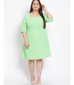 plain Green Polyester   Dress