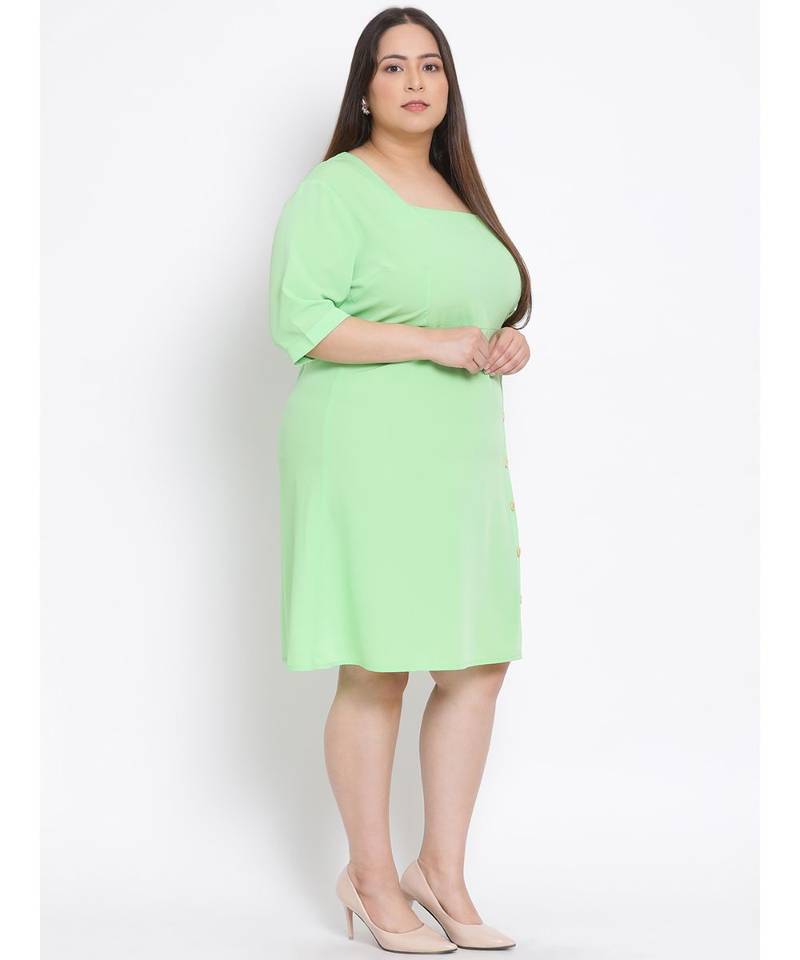 plain Green Polyester   Dress