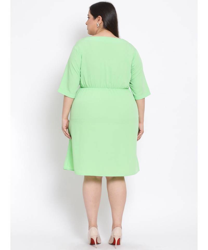 plain Green Polyester   Dress