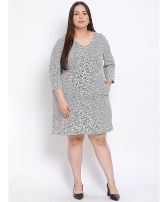printed White Polyester   Dress 1