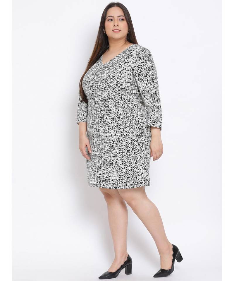 printed White Polyester   Dress