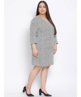 printed White Polyester   Dress 3