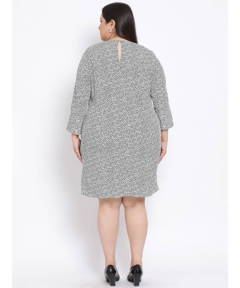 printed White Polyester   Dress